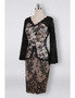 Long Sleeves Black Lace V-neck Short Mother Of The Groom Dress
