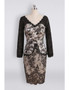 Long Sleeves Black Lace V-neck Short Mother Of The Groom Dress