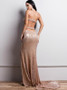Shop Beautiful Gold Matching Chest Shoulder-Exposed Sequins Long Mop Dress Under 100