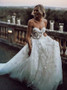 Shop 2020 Beautiful Romantic Handmade Flowers White Tulle Sweetheart Wedding Dress under 200