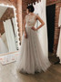 Shop Romantic 2020 Appliques Backless Floor Length A-Line Gray Tulle Wedding Dress Under 130