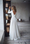 Shop Beautiful Long Sleeve Backless White Satin Hi Lo  Wedding Dress from Annakoo