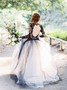 Shop 2020 Backless Lace Appliques V-neck Long Sleeve Black Ball Gown Tulle Wedding Dress From Annakoo