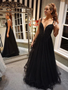 Shop 2020 Unique Sexy Beaded Top Black A Line V Neck Backless Long Prom Dress Under 150