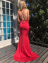 Shop 2020 Sexy V Neck Mermaid Backless Red Long Prom Dress Under 100