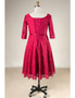Plus Size Half Sleeves Burgundy Lace Short Mother Of The Brides Dress