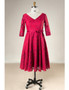 Plus Size Half Sleeves Burgundy Lace Short Mother Of The Brides Dress
