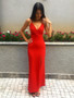 Shop 2020 Floor Length Red V Neck Mermaid Prom Dress with Split Under 100