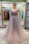 Shop Cheap Beading A-Line Off The Shoulder Tulle Ombre Long Prom Dress Under 150