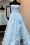 Shop 2020 New Arrival Beautiful Princess Strapless High Low Appliques Light Blue Prom Dress Under 150
