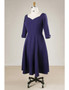 Plus Size Women Navy Blue Mother Of The Brides Dress With Sleeves