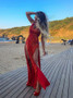 Shop 2020 New Arrival V-neck Sequin Sparkle Split Red Long Prom Dress Under 100