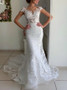 Purchase New Arrival Spring Lace Appliques Cap Sleeve White Mermaid Tulle Wedding Dress Under 150