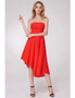 Orange Short  Asymmetrical Hem Chiffon Bridesmaid Dress
