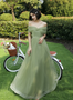 Shop Summer Beach Light Green Tulle Off The Shoulder Floor Length A-line Bridesmaid Dresses Under 100