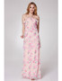 Halter Strap Print Rose Pink Printed Party Dress