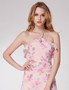 Halter Strap Print Rose Pink Printed Party Dress