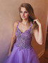 Buy Sexy 2020 V Neck Open Back Tulle Beading Lavender Lace Long Prom Dress With Factory Price