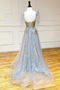 Shop Backless Gray V Neck Tulle Beading Lace Up Sequin Long Prom Dress Under 200