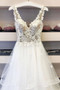 Shop Cheap 2020 Beading Tulle Lace White V Neck Appliques Long Prom Dress Under 200
