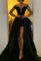 Shop Cheap 2020 Sexy Front Slit Hi-lo Off The Shoulder Black Prom Dresses for Juniors Under 150