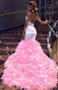 Shop Cheap 2020 Pink High Neck  Keyhole Appliques Ruffles Mermaid Prom Dresses Under 200