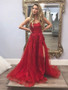 Shop Cheap 2020 Burgundy Lace Long Appliques  Prom Dress with High Slit From Annakoo
