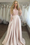 Amazing & Affordable Satin Two Piece Long sleeves Prom Dress with Pocket For You Next Prom Dance