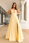 Buy Cheap Light Yellow Sweetheart Long Satin Prom Dress With Slit From Annakoo