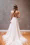 100% Custom Made Spaghetti Strap Summer  A-Line Tulle Open Back Beach Boho Wedding Dress