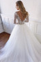 We Specialize In Custom Made Long Sleeve See Trough Vintage Fluffy Tulle Lace Bridal Wedding Dress