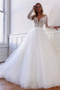 We Specialize In Custom Made Long Sleeve See Trough Vintage Fluffy Tulle Lace Bridal Wedding Dress