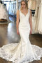 Buy Cheap V-Neck Lace Appliques Backless Sexy Mermaid Bridal Wedding Dress From Annakoo