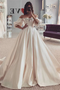 Shop Beautiful Beads Off The Shoulder Satin Short Sleeve Ball Gown Wedding Dress Under 200
