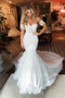 Buy 2020 Off-the-shoulder Puffy Appliques Mermaid Sweep Train Tulle Wedding Dress Under 259