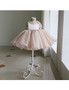 Beading Champagne Puffy Princess Flower Girl Dress With Bow