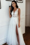 Buy Cheap 2020 Straps Appliques V-neck Side Slit Tulle A-line Wedding Dress Under 200