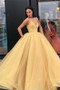 Ball Gown Strapless Gold sweetheart Floor-Length Prom Quinceanera Dress