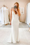 Buy Cheap 2020 Sheath Backless Floor Length Spaghetti Straps V-neck Wedding Dress Under 150
