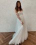 Shop Beautiful 2020 Strapless A-line Appliques Tulle Long Sleeves Backless Wedding Dress Under 188