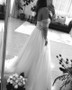 Shop Beautiful 2020 Strapless A-line Appliques Tulle Long Sleeves Backless Wedding Dress Under 188