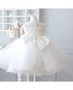 White Tulle Princess Flower Girl Wedding Dress