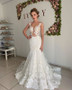 Shop Beautiful 2020 Appliques Pleated Sheer tulle See Through Mermaid Wedding Dress Under 269