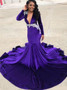 Shop 2020  Deep V-neck Long Sleeve Appliques Purple Mermaid Prom Dress Under 158