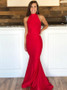 Shop Sexy Satin Halter Backless Red Mermaid Sleeveless Prom Dress Under 98