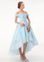  Lace Off-the-shoulder 3D Flowers  Hi-lo A-line Prom Dress 