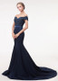 Stretch Satin Off-the-shoulder Beading Mermaid Evening Dress
