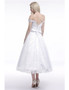 Off The Shoulder Lace Tea Length A Line Wedding Dress With Belt