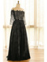 Off Shoulder Long Black Lace Plus Size Mother Of The Brides Dress