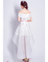 A-line Off-the-shoulder Embroidery High Low Tulle Wedding Dress